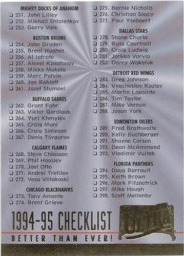 #399 Checklist: 251-353 - 1994-95 Ultra Hockey