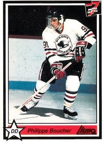 #50 Philippe Boucher - Granby Bisons - 1990-91 7th Inning Sketch QMJHL Hockey