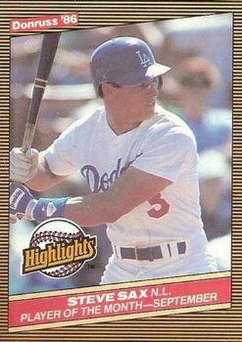 #50 Steve Sax - Los Angeles Dodgers - 1986 Donruss Highlights Baseball