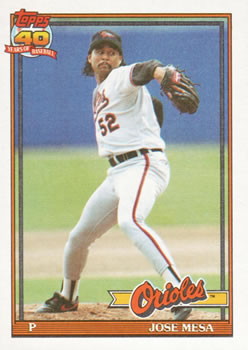 #512 Jose Mesa - Baltimore Orioles - 1991 Topps Baseball