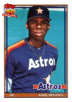 #516 Karl Rhodes - Houston Astros - 1991 Topps Baseball
