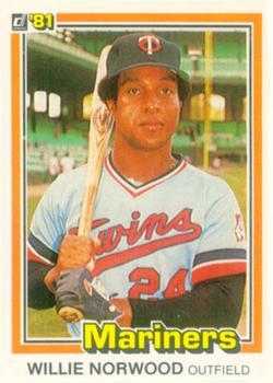 #516b Willie Norwood - Seattle Mariners - 1981 Donruss Baseball