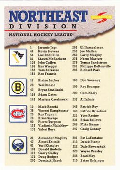 #329 Checklist Northeast Division - 1995-96 Score Hockey