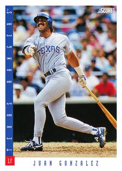 #51 Juan Gonzalez - Texas Rangers - 1993 Score Baseball