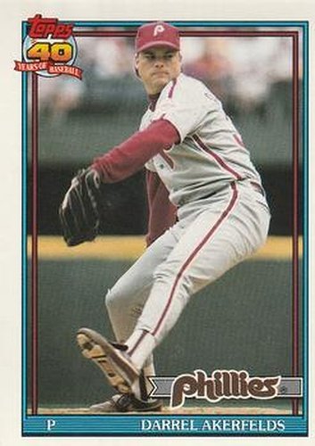 #524 Darrel Akerfelds - Philadelphia Phillies - 1991 O-Pee-Chee Baseball