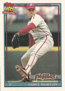#524 Darrel Akerfelds - Philadelphia Phillies - 1991 Topps Baseball