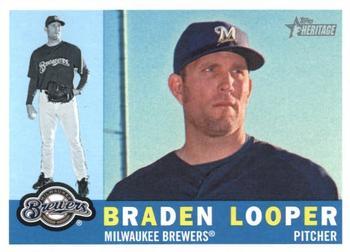 #525 Braden Looper - Milwaukee Brewers - 2009 Topps Heritage Baseball