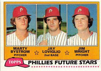 #526 Phillies Future Stars Marty Bystrom / Jay Loviglio / Jim Wright - Philadelphia Phillies - 1981 Topps Baseball