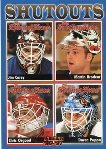 #146 Shutouts Jim Carey / Martin Brodeur / Chris Osgood / Daren Puppa - Washington Capitals / New Jersey Devils / Detroit Red Wings / Tampa Bay Lightning - 1996-97 Fleer Hockey