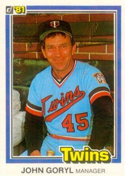 #527 John Goryl - Minnesota Twins - 1981 Donruss Baseball