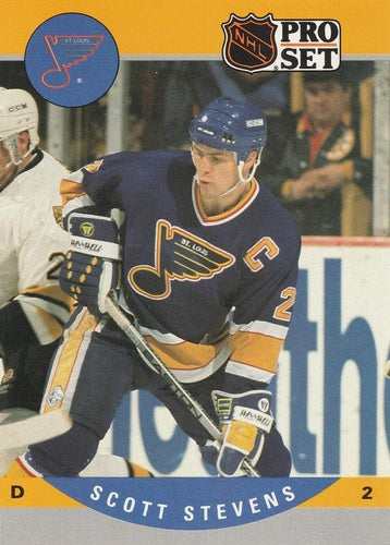 #528 Scott Stevens - St. Louis Blues - 1990-91 Pro Set Hockey