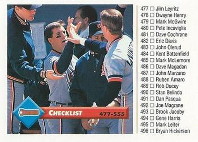 #528 Checklist: 477-555 - Detroit Tigers - 1993 Donruss Baseball