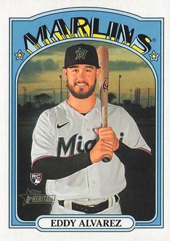 #528 Eddy Alvarez - Miami Marlins - 2021 Topps Heritage Baseball