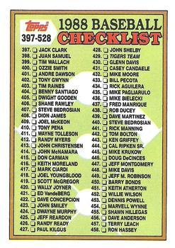 #528b Checklist: 397-528, COR - - 1988 Topps Baseball