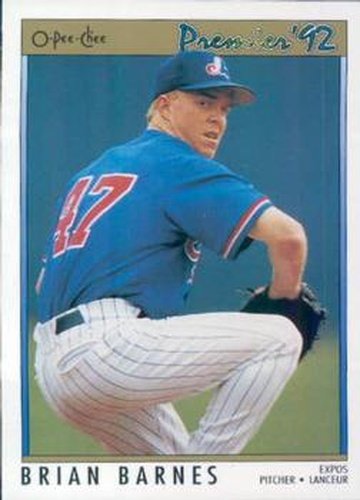 #52 Brian Barnes - Montreal Expos - 1992 O-Pee-Chee Premier Baseball