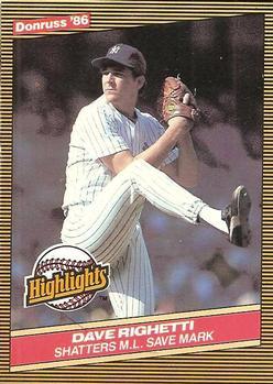 #52 Dave Righetti - New York Yankees - 1986 Donruss Highlights Baseball