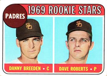 #536 Padres 1969 Rookie Stars Danny Breeden / Dave Roberts - San Diego Padres - 1969 Topps Baseball