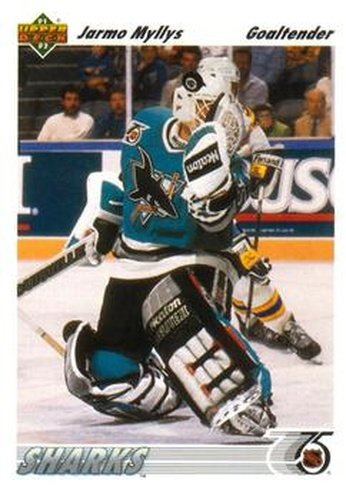 #537 Jarmo Myllys - San Jose Sharks - 1991-92 Upper Deck Hockey