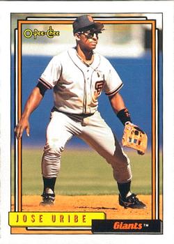 #538 Jose Uribe - San Francisco Giants - 1992 O-Pee-Chee Baseball