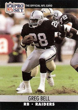 #539 Greg Bell - Los Angeles Raiders - 1990 Pro Set Football
