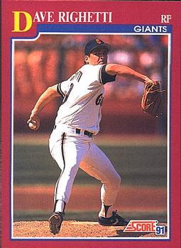 #53T Dave Righetti - San Francisco Giants - 1991 Score Rookie & Traded Baseball