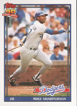 #53 Mike Sharperson - Los Angeles Dodgers - 1991 Topps Baseball