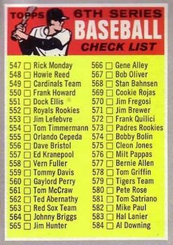 #542a Checklist: 547-633 - - 1970 Topps Baseball