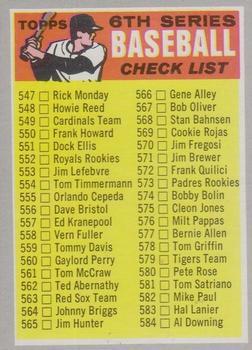 #542b Checklist: 547-633 - - 1970 Topps Baseball