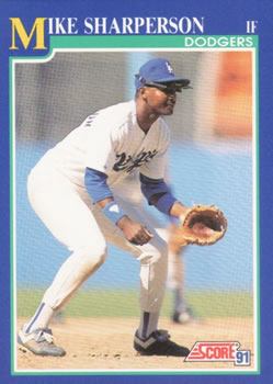 #546 Mike Sharperson - Los Angeles Dodgers - 1991 Score Baseball