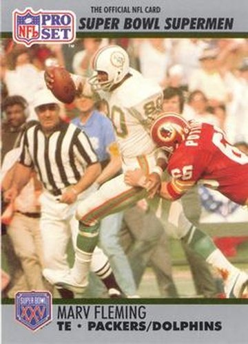 #54 Marv Fleming - Green Bay Packers / Miami Dolphins - 1990-91 Pro Set Super Bowl XXV Silver Anniversary Football