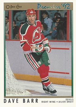 #54 Dave Barr - New Jersey Devils - 1991-92 O-Pee-Chee Premier Hockey