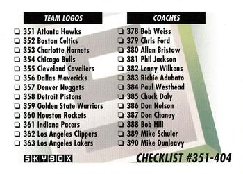 #654 Checklist - 1991-92 SkyBox Basketball