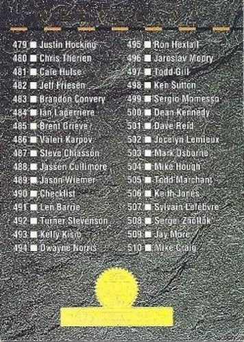 #550 Checklist: 479-550 - 1994-95 Leaf Hockey