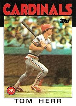#550 Tom Herr - St. Louis Cardinals - 1986 Topps Baseball
