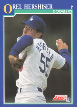 #550 Orel Hershiser - Los Angeles Dodgers - 1991 Score Baseball
