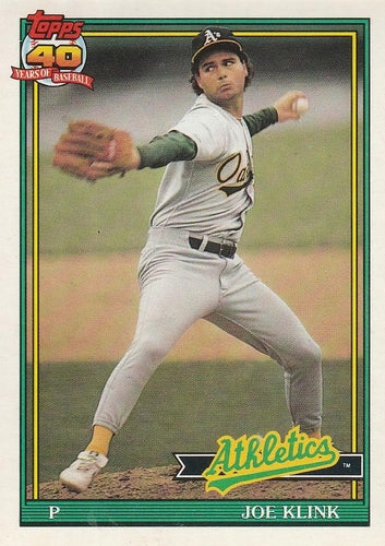 #553 Joe Klink - Oakland Athletics - 1991 O-Pee-Chee Baseball