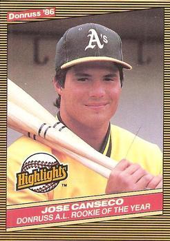 #55 Jose Canseco - Oakland Athletics - 1986 Donruss Highlights Baseball