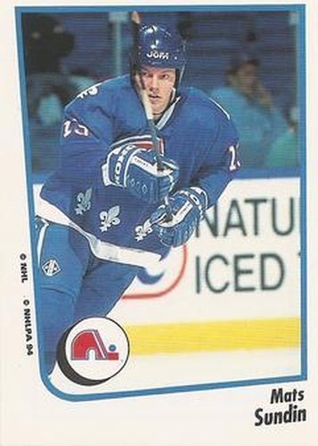 #55 Mats Sundin - Quebec Nordiques - 1994-95 Panini Hockey Stickers