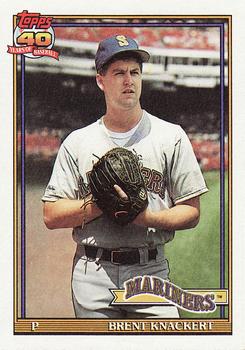 #563 Brent Knackert - Seattle Mariners - 1991 Topps Baseball