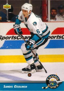 #568 Sandis Ozolinsh - San Jose Sharks - 1992-93 Upper Deck Hockey