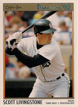 #56 Scott Livingstone - Detroit Tigers - 1992 O-Pee-Chee Premier Baseball