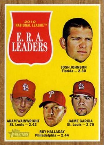 #56 Josh Johnson / Adam Wainwright / Roy Halladay / Jaime Garcia - Florida Marlins / St. Louis Cardinals / Philadelphia Phillies - 2011 Topps Heritage Baseball