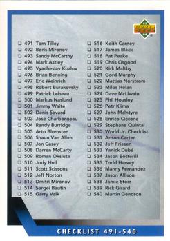 #575 Checklist 491-575 - 1993-94 Upper Deck Hockey