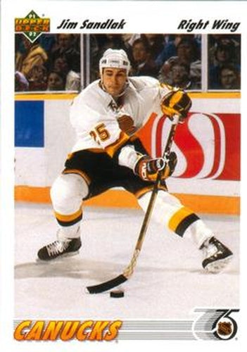 #577 Jim Sandlak - Vancouver Canucks - 1991-92 Upper Deck Hockey