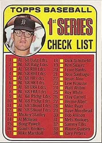 #57 1st Series Check List 1-109 Denny McLain - Detroit Tigers - 1969 Topps Baseball