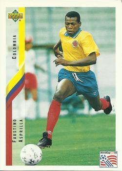 #57 Faustino Asprilla - Colombia - 1994 Upper Deck World Cup Contenders English/Spanish Soccer