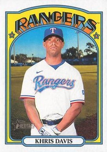 #581 Khris Davis - Texas Rangers - 2021 Topps Heritage Baseball