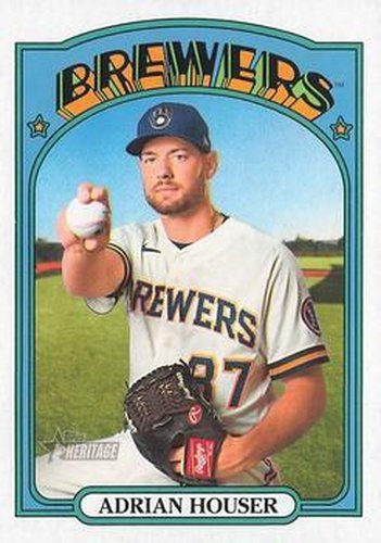 #583 Adrian Houser - Milwaukee Brewers - 2021 Topps Heritage Baseball