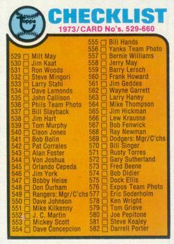 #588 Checklist: 529-660 - - 1973 Topps Baseball