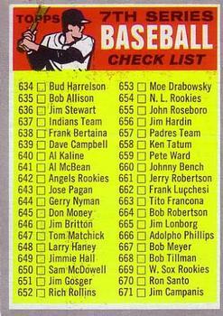 #588a Checklist: 634-720 - - 1970 Topps Baseball